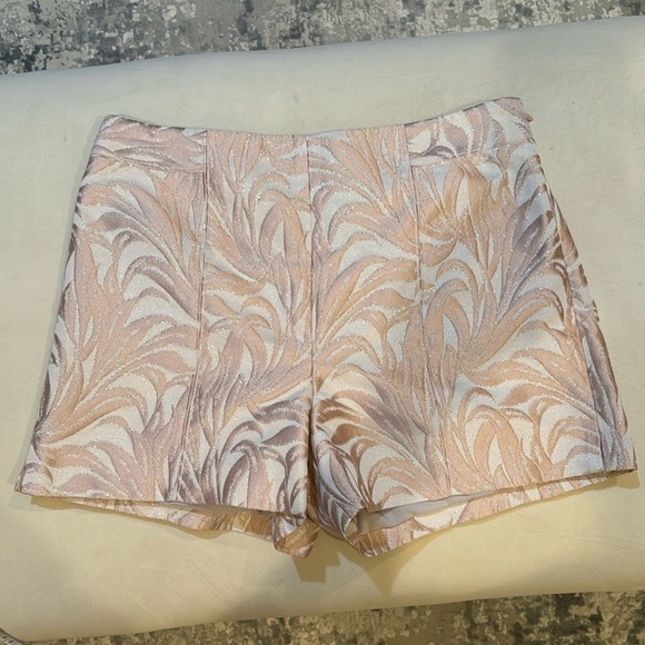 Intermix Lydia Lurex Pink Metallic Jacquard Leaf Side Zip Short - Picture 3 of 14